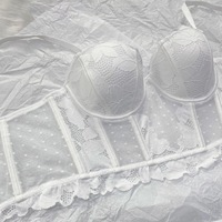 Francuskie koronki haftowane długi komplet biustonosz Push-Up Sexy kobiety bielizna ryby kości urządzenie do modelowania sylwetki Top oddychający biustonosz i zestaw fig 5